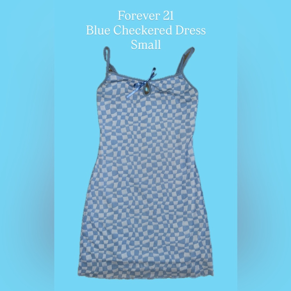 Forever 21 Blue Checkered Midi Dress